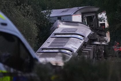 Two seriously injured as train derails in south England, police say