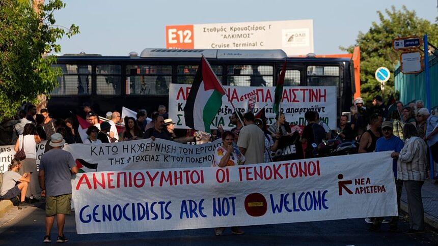 Protests in Greece at arrival of Israeli cruise ship ‘Crown Iris’