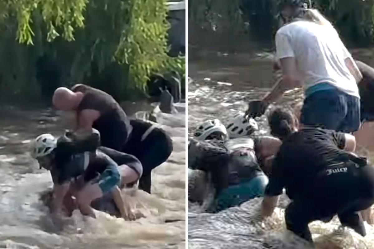 Woman miraculously survives being sucked through flood tunnel as rescuers become victims themselves trying to pull her out