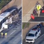 Deadly tour bus fire explodes on California freeway, killing at least 1