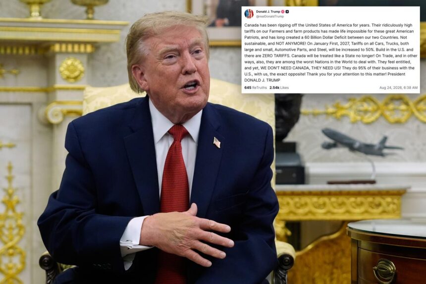 Trump revs up tariffs on Canada to 50% on autos and steel — says ally no longer worthy of 51st state status