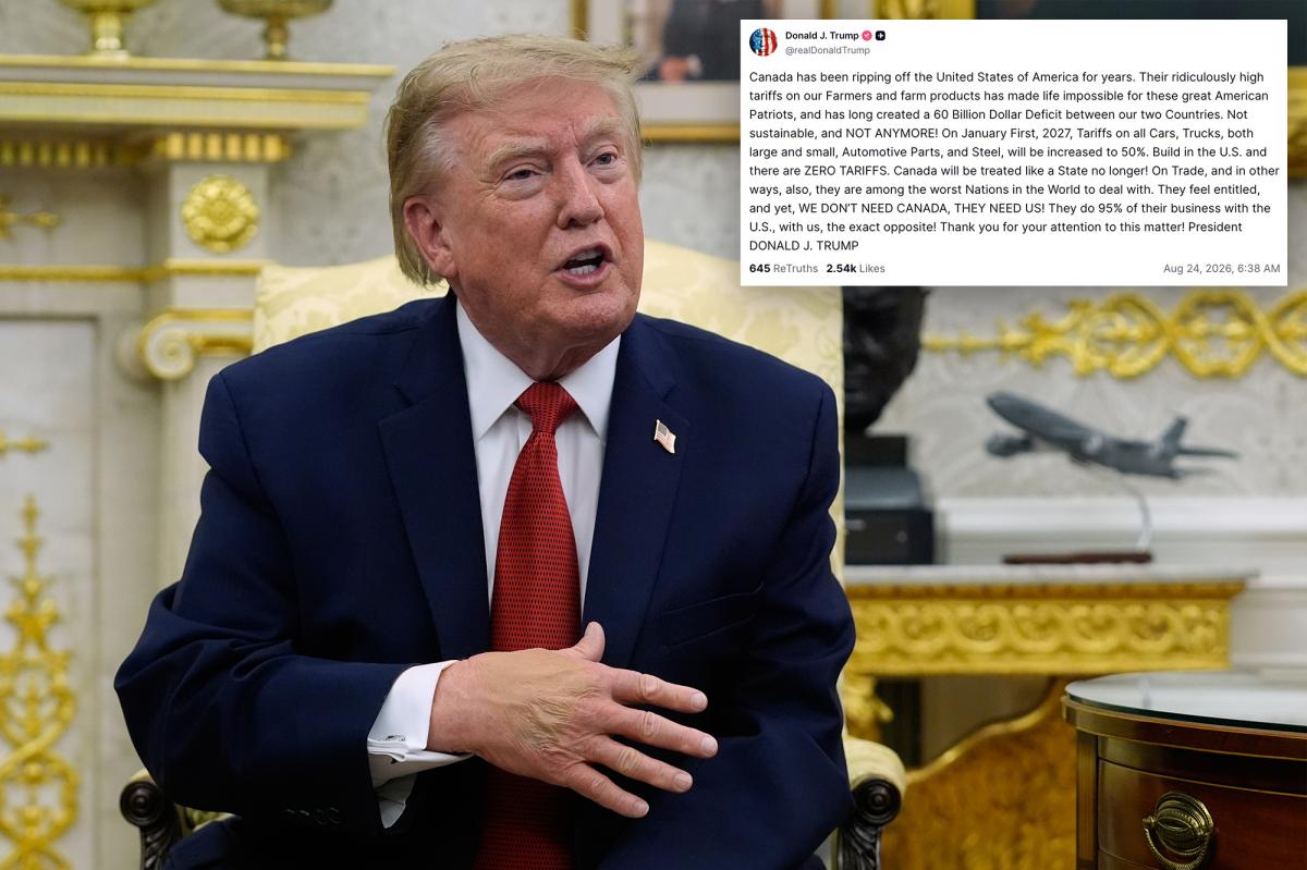 Trump revs up tariffs on Canada to 50% on autos and steel — says ally no longer worthy of 51st state status