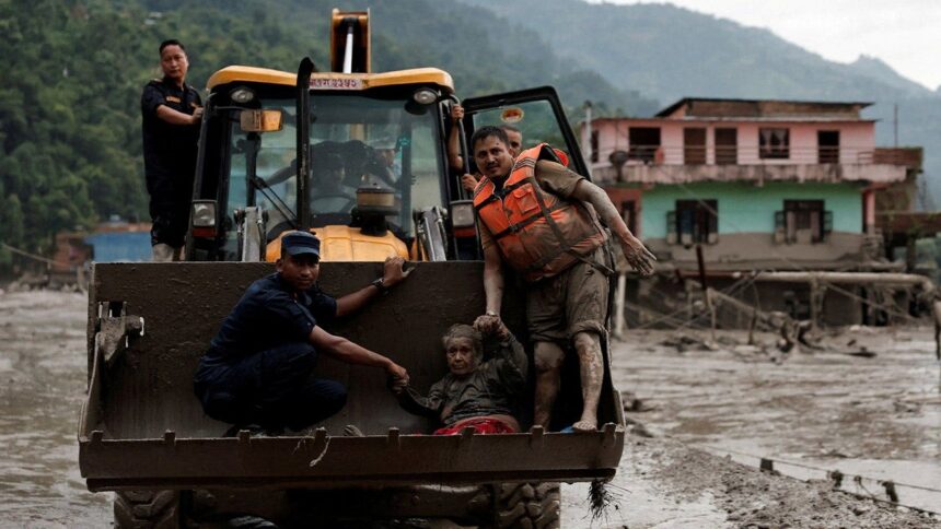 Terrifying video captures people fleeing incoming mudslide at Nepal-China border