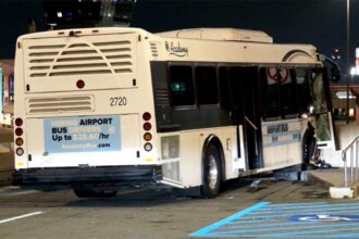 Newark airport shuttle bus slams into concrete barrier, injuring 13