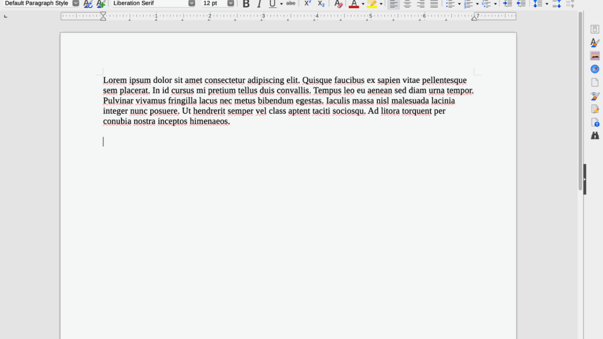 A Writer doc in LibreOffice.