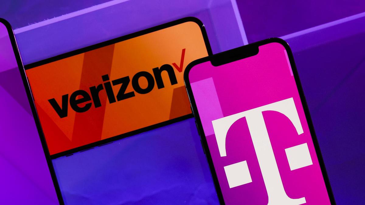 Verizon and T-Mobile logo on phone screens
