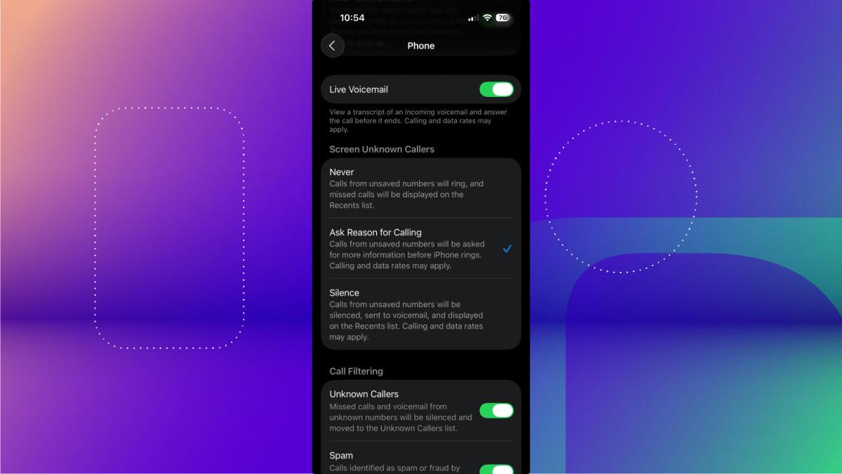 The call screening menu in iOS 26.