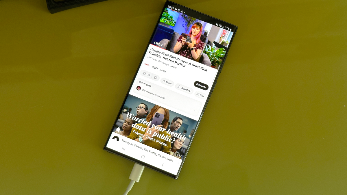 A Galaxy S23 Ultra charging