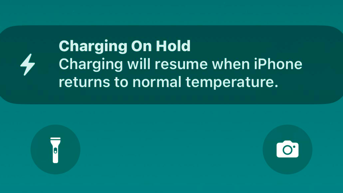 Charging on hold warning on an iPhone