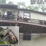 Harrowing video shows US Marshals plunge several feet when deck collapses at home of convicted sex offender