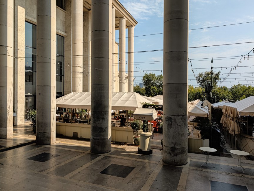 Image of columns of a building on a sunny day