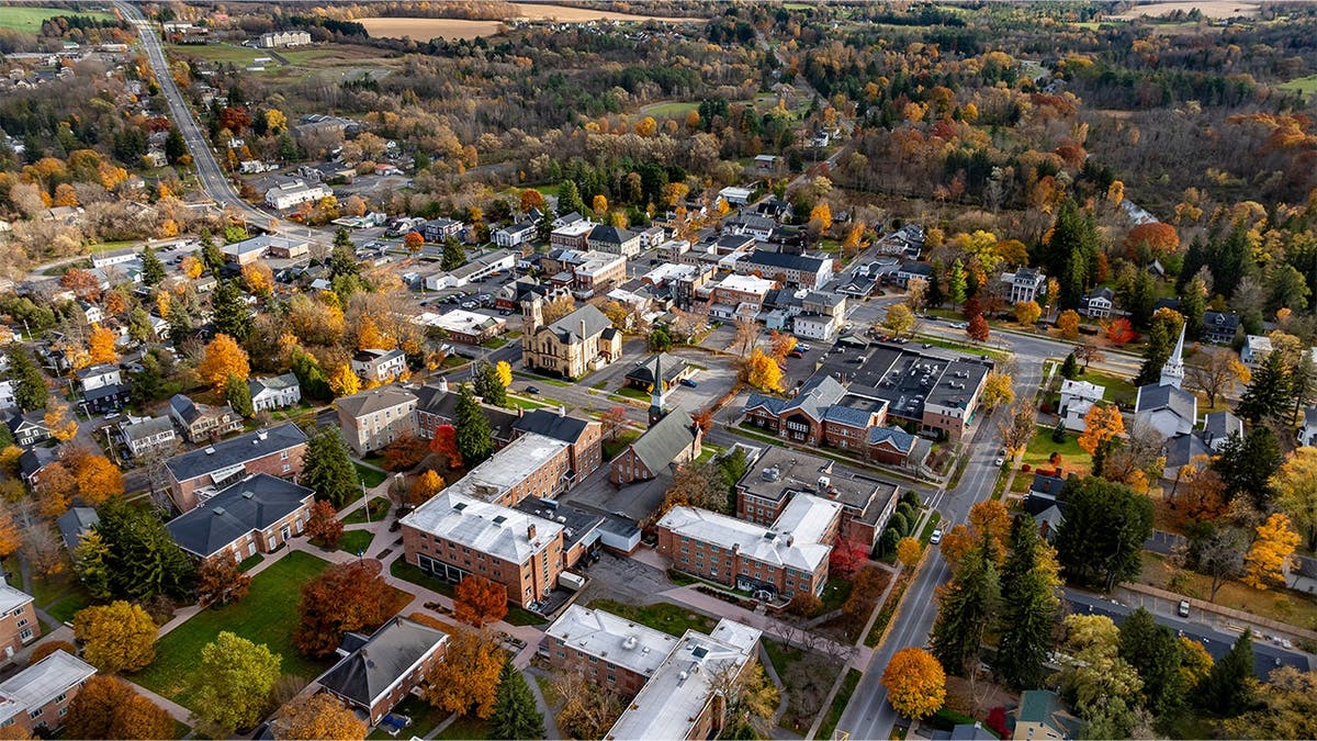 Image shows aerial shot of Madison County, NY