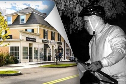 Masked helmeted prowler stalks Massachusetts mansion before slipping into woods in wealthy town: ‘It’s creepy’