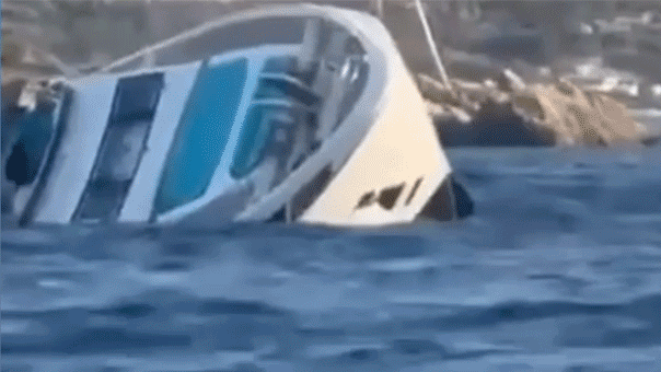 Luxury  million yacht caught on camera sinking off coast, days after delivery to owner