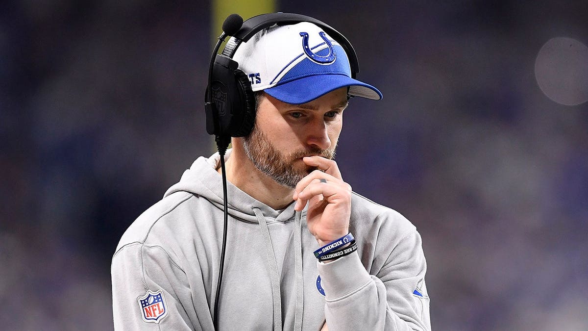 Brian Mason, Indianapolis Colts special teams coordinator, looks on during an NFL game.