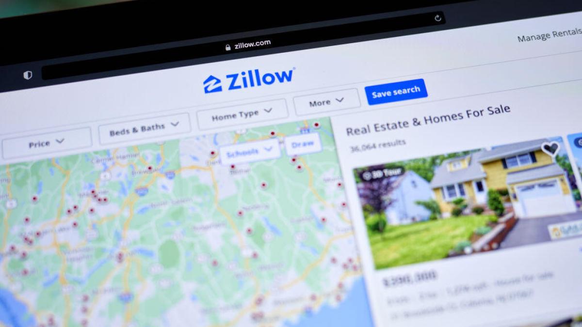 A computer screen showing a Zillow search.