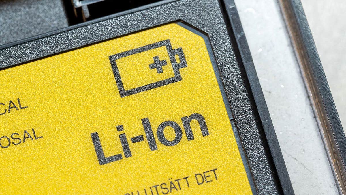Close-up stock image of a lithium-ion laptop battery used in electronic devices