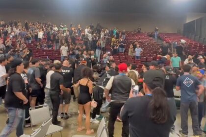 Moment mass brawl of over 100 MMA fans breaks out in California convention center