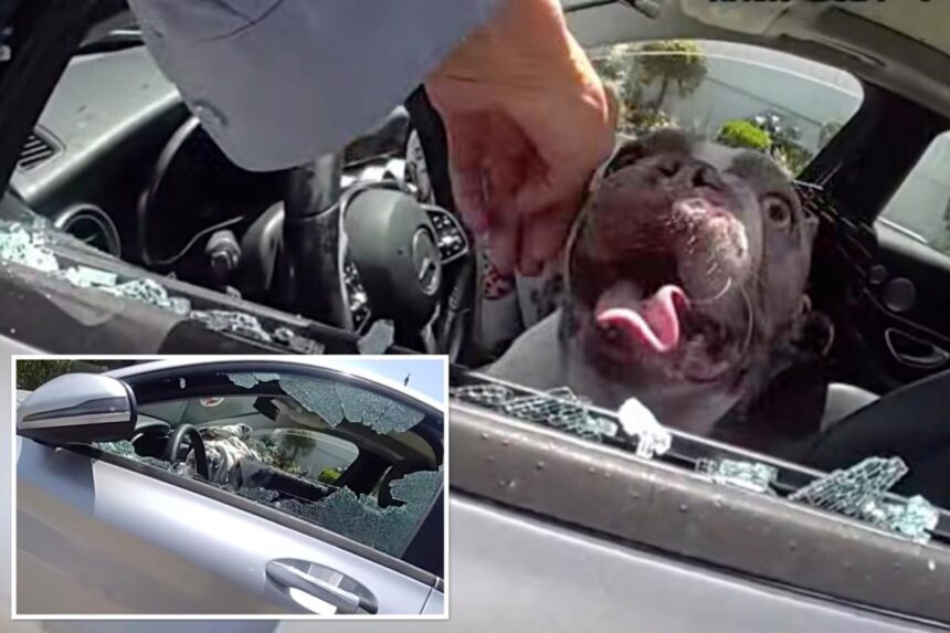 Dramatic moment cops save 5 dogs nearly cooked alive in hot car