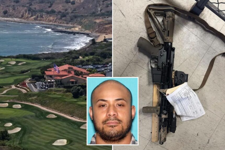 Heavily-armed suspect filmed Trump security at California golf course as modified weapons, mugshot seen for first time