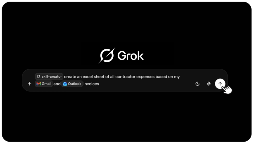 A screenshot of the Grok AI chatbot skill creator