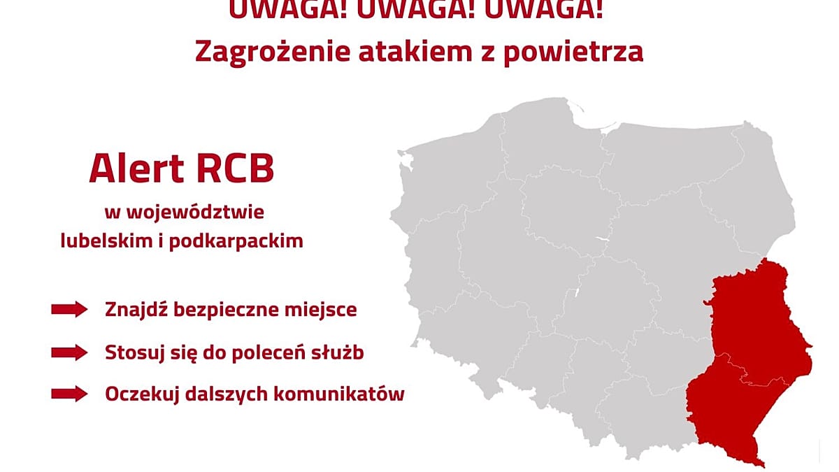 Air raid siren sounded for residents of eastern Poland