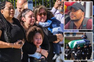 Heartwrenching funeral photos capture tearful young daughter of NYPD recruit who collapsed during run at Police Academy