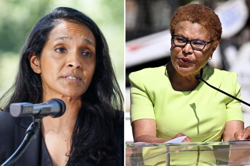 Karen Bass’s own allies fear she is floundering in LA mayor’s race: ‘energy is with Nithya’