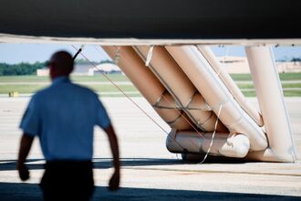 Emergency slide sparks questions on Trump’s new Air Force One before president reveals why