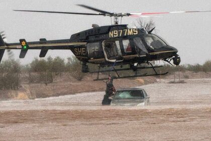 Arizona sheriff deploys helicopter to save 2 stranded in flooded car