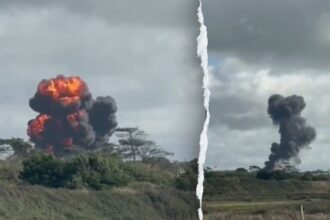 Fighter jet pilots eject moments before fiery crash in Wales