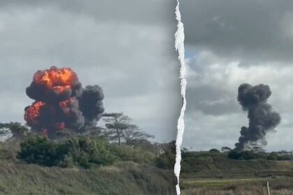 Fighter jet pilots eject moments before fiery crash in Wales