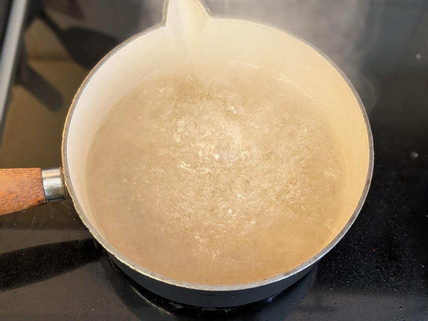simmering water in pot