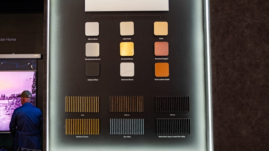 The color and finish combinations of the AWOL Vision LuxVision projector.