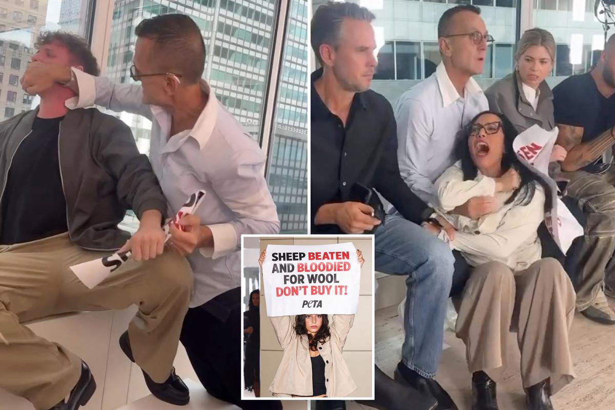 NYFW honcho tackles PETA protesters in wild caught-on-video scene in front of A-listers 