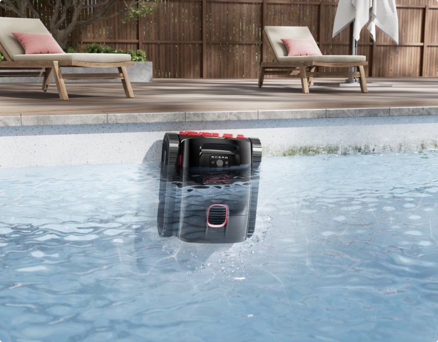The RockAqua P1 can climb pool walls and clean steps.