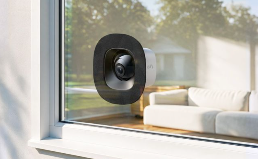 Eufy's Window camera on a window.