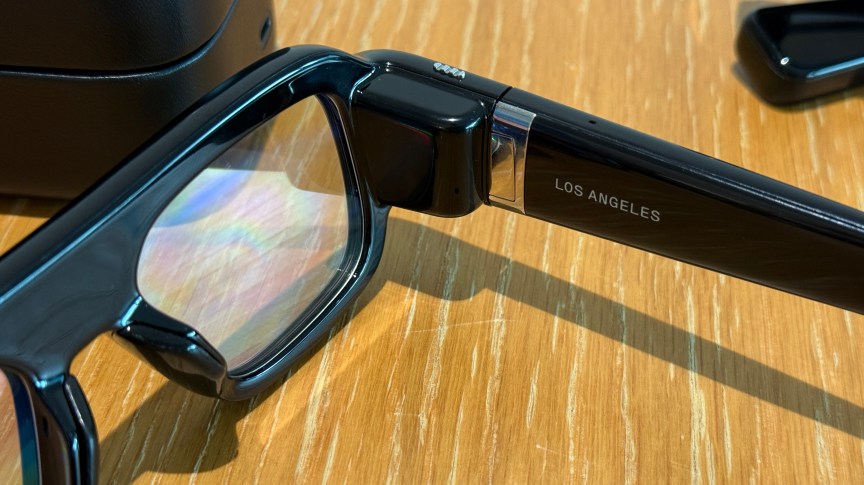 The side arms of Snap Specs AR glasses
