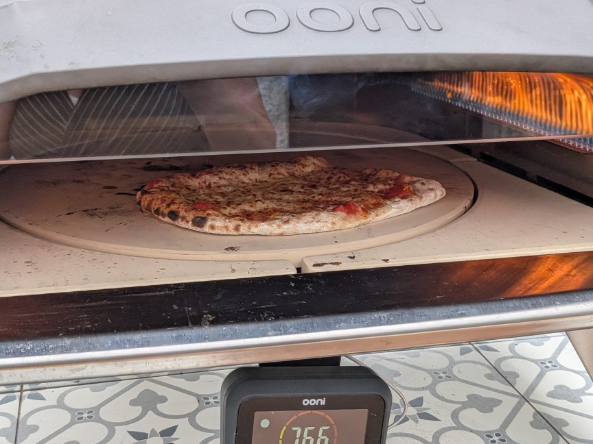 pizza cooking in ooni oven