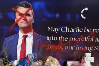 Charlie Kirk statue defaced with red paint, Jesus crossed out days after 1-year mark of assassination
