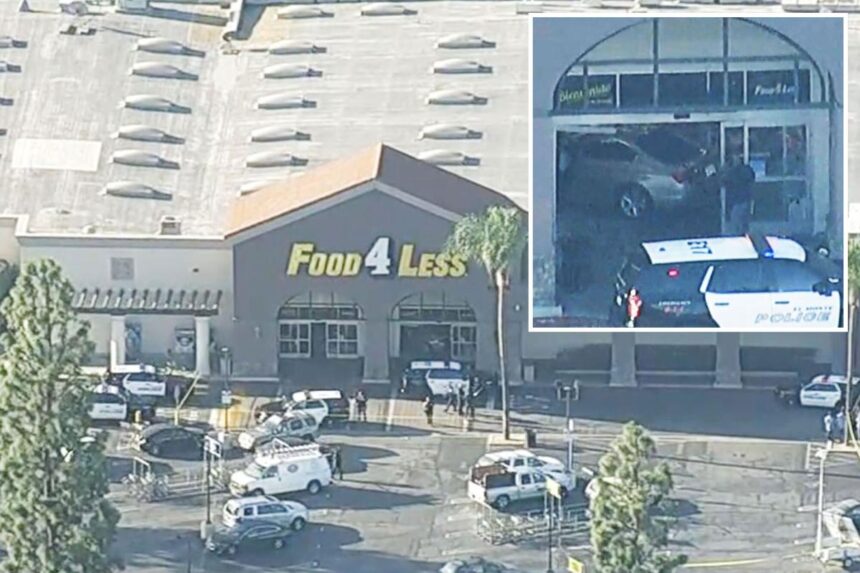 Three pedestrians mowed down as car smashes into California grocery store