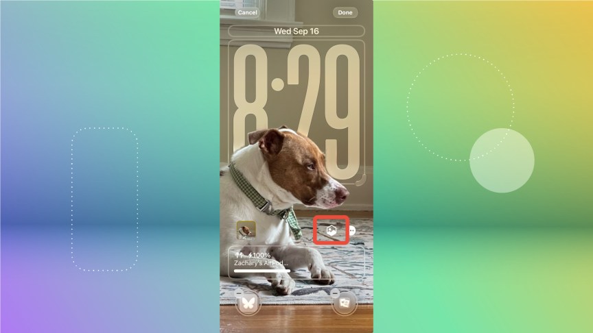 The spatial effect button outlined on an iOS lock screen.