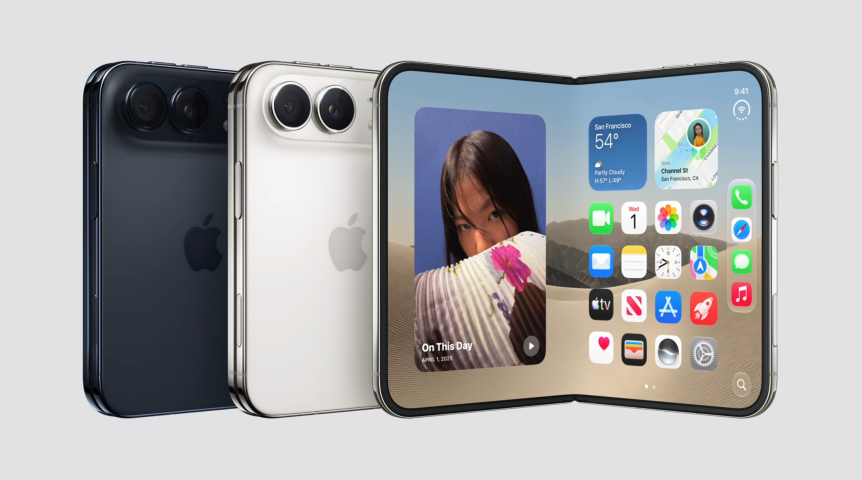 New iPhone Duo folding phone shown folded open