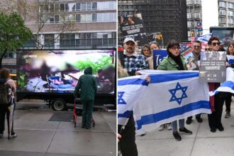 Protesters brave nor’easter outside premiere of anti-Israel documentary at NYC film festival