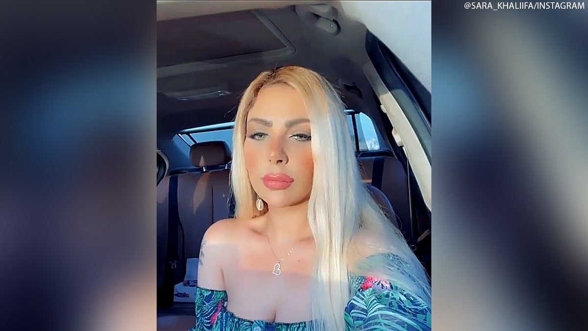Sara Khaliifa takes a selfie video in her car