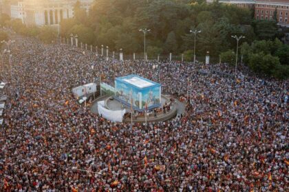 Tens of thousands flood streets to protest Spain border crisis