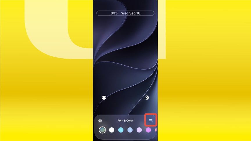 The iPhone lock screen menu with the option to shrink your lock screen's clock outlined.